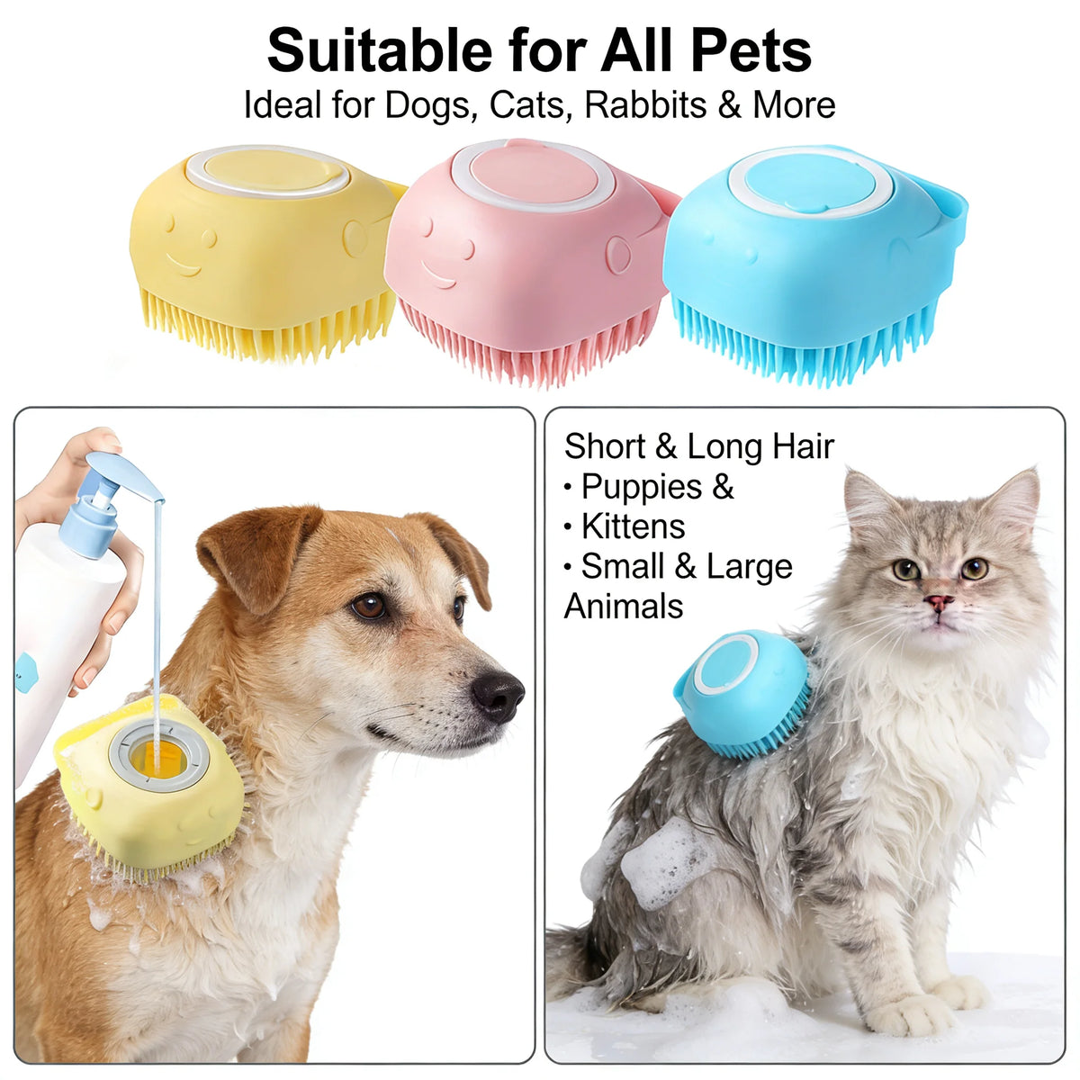 Silicone Massage Gloves For Pet Bathing And Fur Grooming Care