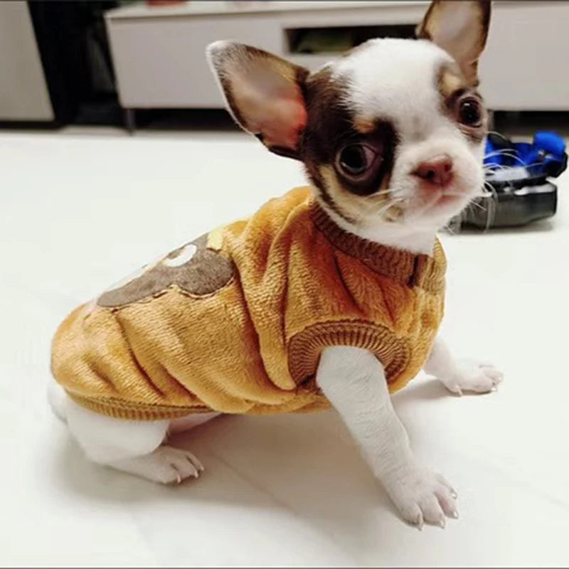 Printed Fleece Dog Sweater For Small Pets And Puppies