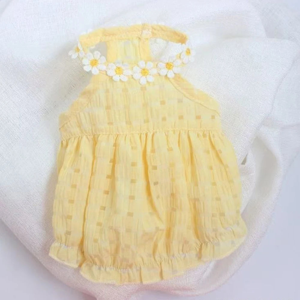 Breathable Floral Wreath Collar Pet Dress For Dogs And Cats