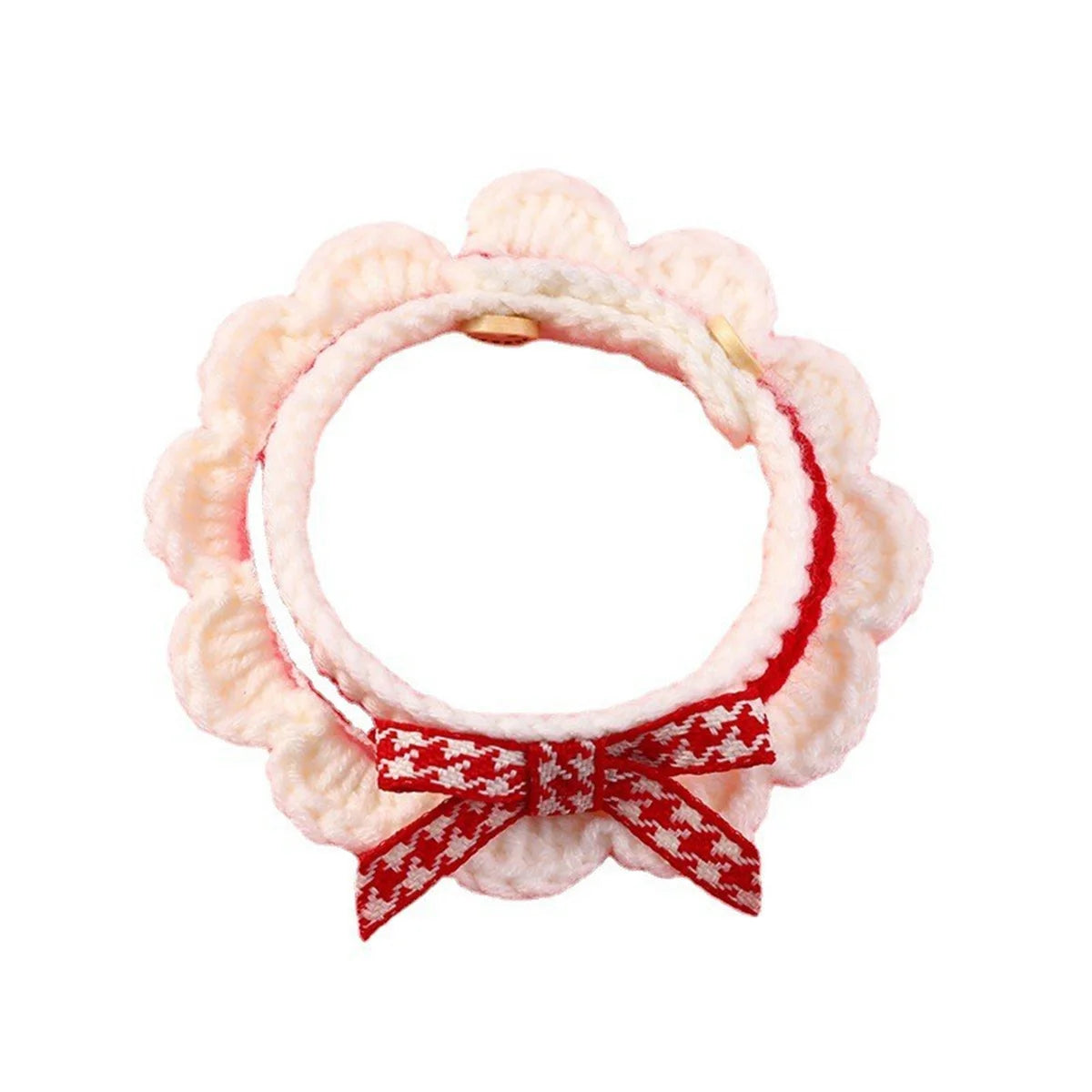 Hand Knitted Pet Collar With Decorative Bow Knot Drool Catcher
