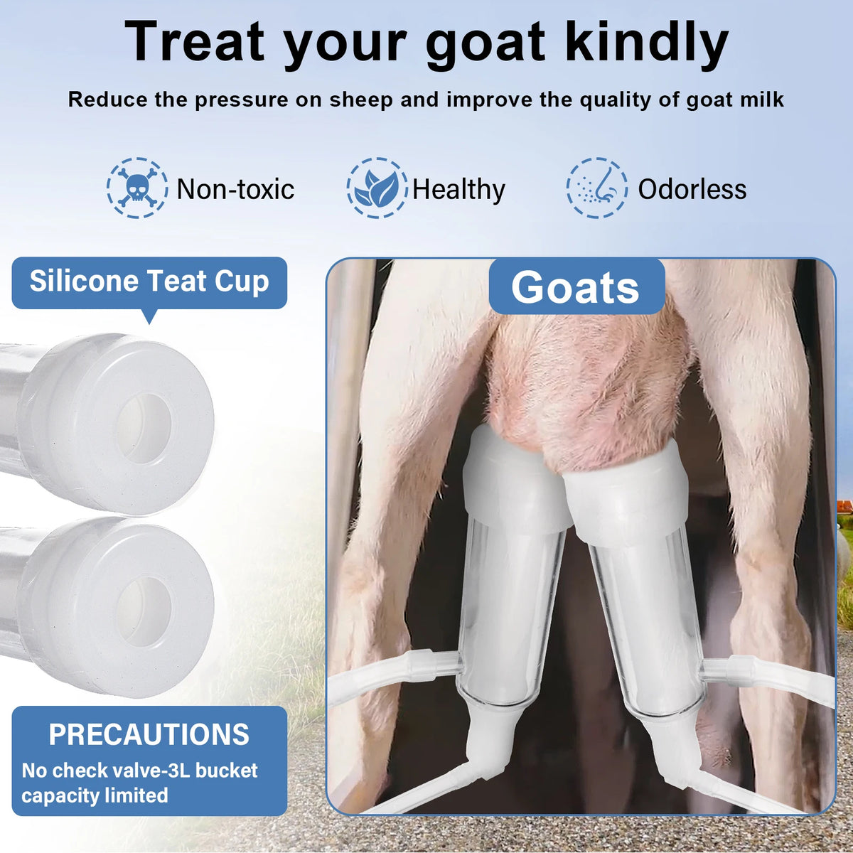Portable Speed Adjustable Goat Milking Machine, 3L Electric Pulsation Vacuum Milker, Upgraded Milking Supplies Kit with Tube and Claw for Sheep, Homestead Dairy Goat Farming