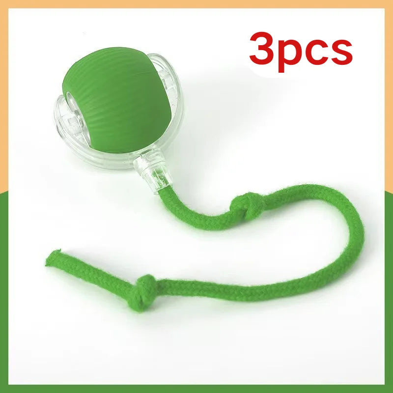 【In Stock】Self Moving Smart Cat Toy Ball 3 Speed Adjustable LED Interactive Play Ball with Durable Rope Tail for Indoor Cats