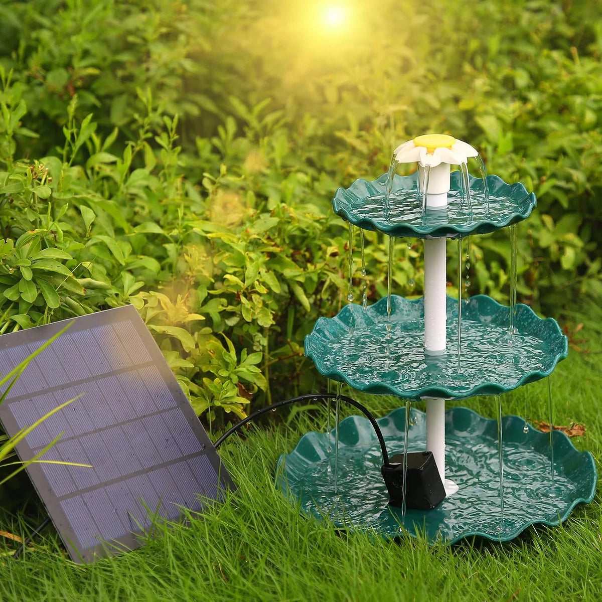 Solar Bird Bath Fountain With Detachable Water Landscaping Design