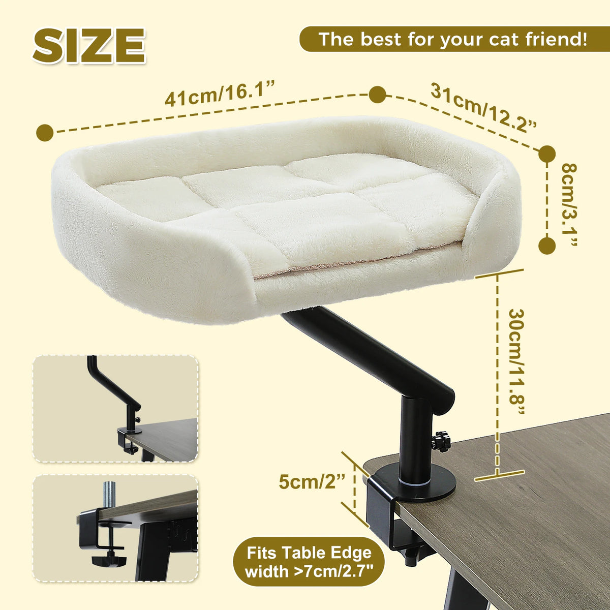 PAWZ Road Cat Desk Bed Rotatable Adjustable Plush Hammock Stand