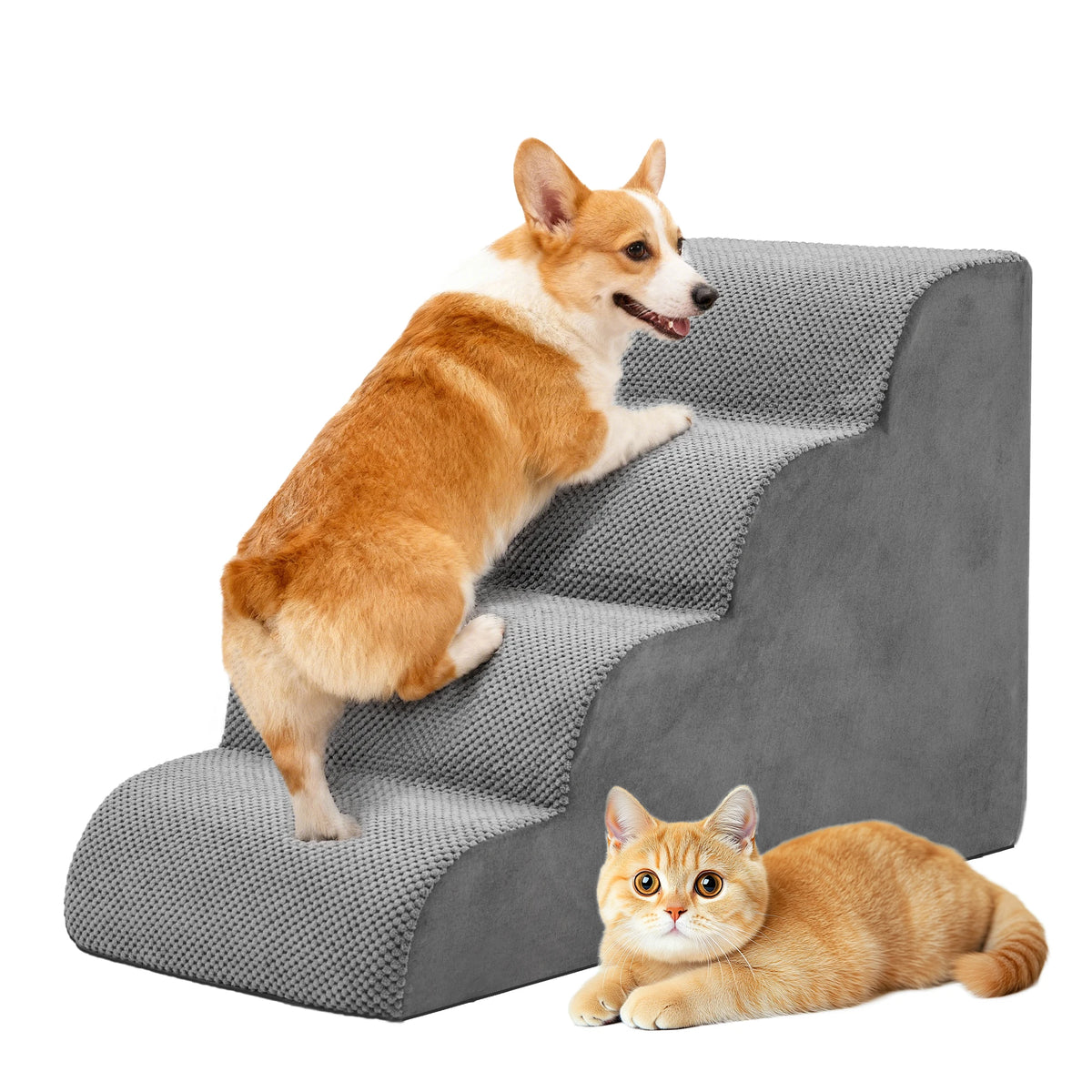 Curved High Density Foam Dog Stair Ramp For Small Pets