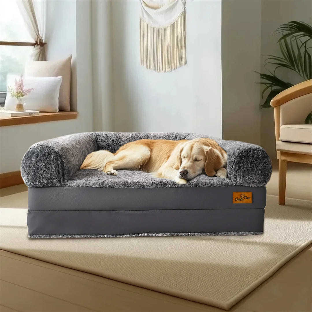 Bingopaw Giant Foldable Calming Orthopedic Plush Dog Bed