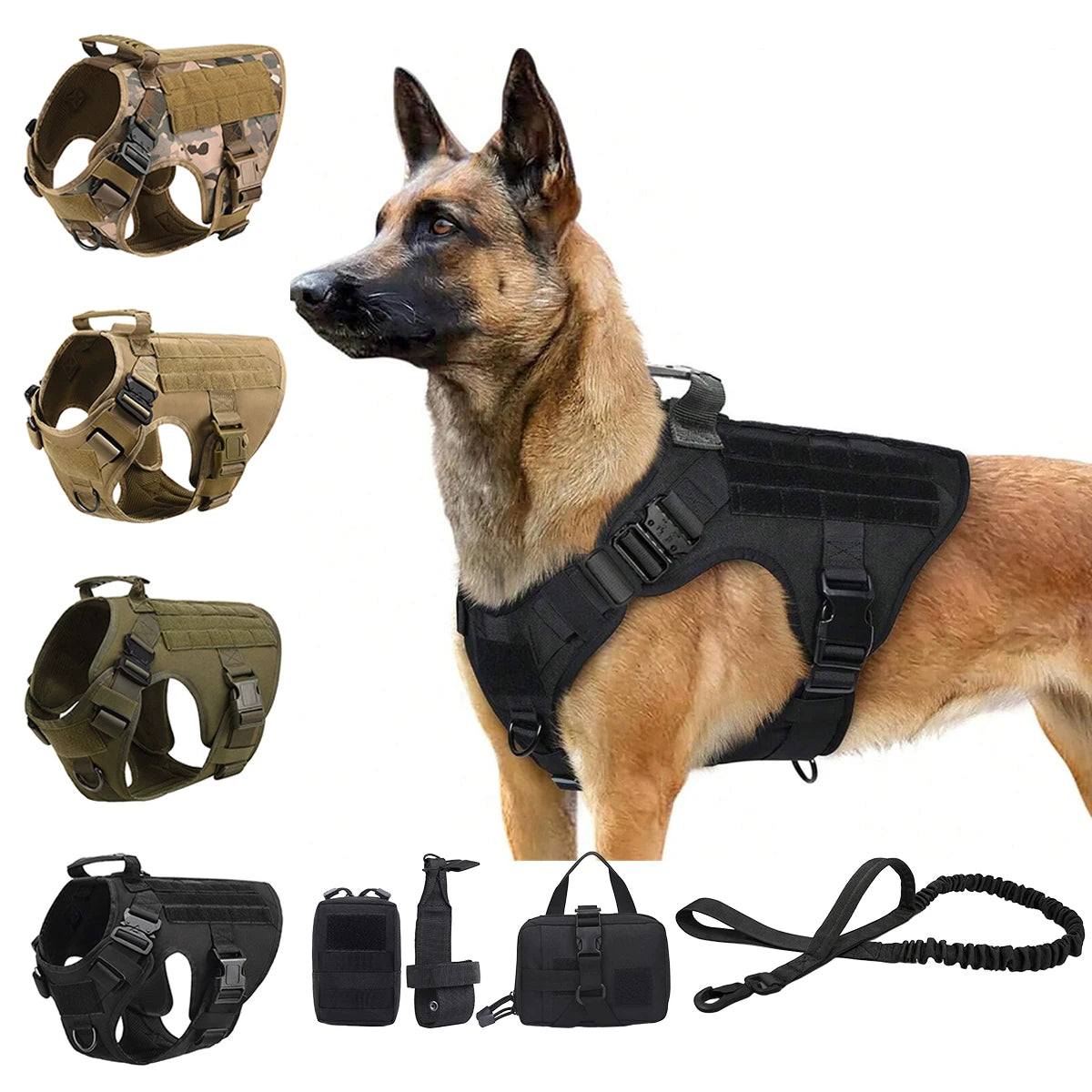Petraavel Tactical Dog Harness With Molle Padded Quick Release System