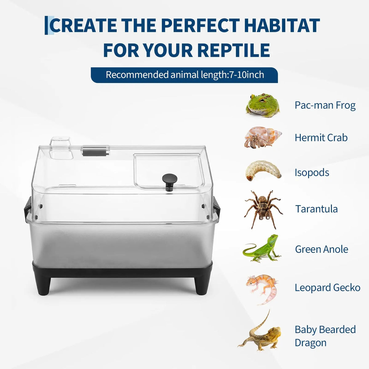 HiMiss Acrylic Reptile Terrarium Kit With Heating Pad And Hide