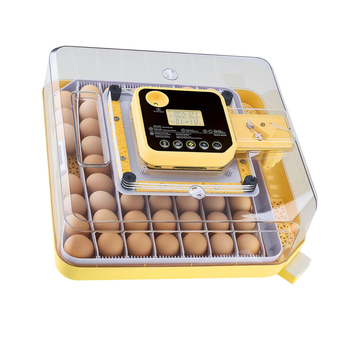SucceBuy Egg Incubator with LED Candler Temperature Display Auto Humidity Control 360° View Clear Window Poultry Eggs Incubator