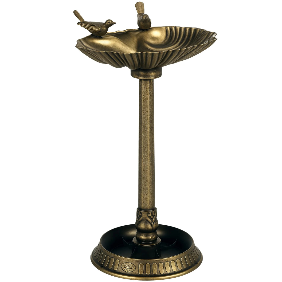 Outsunny Antique Bird Bath With Planter Pedestal And Twin Basins