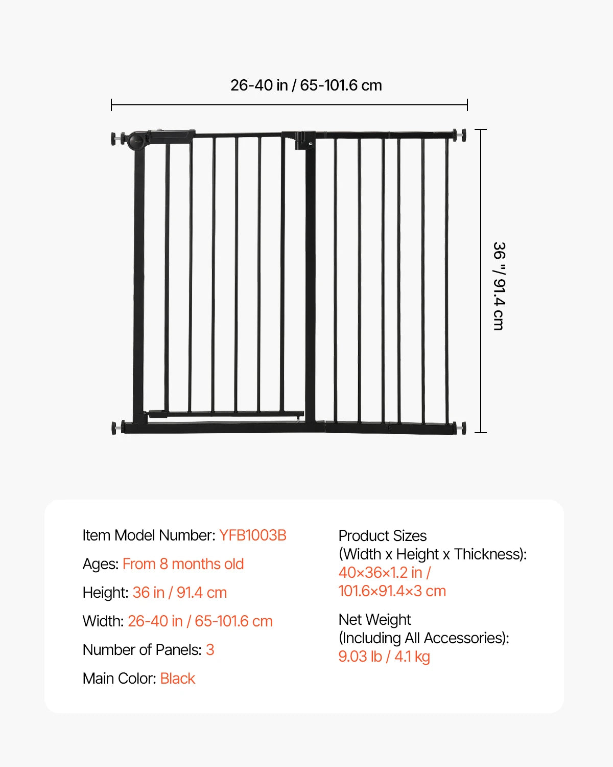 SucceBuy Pressure Mount Safety Gate For Babies And Pets