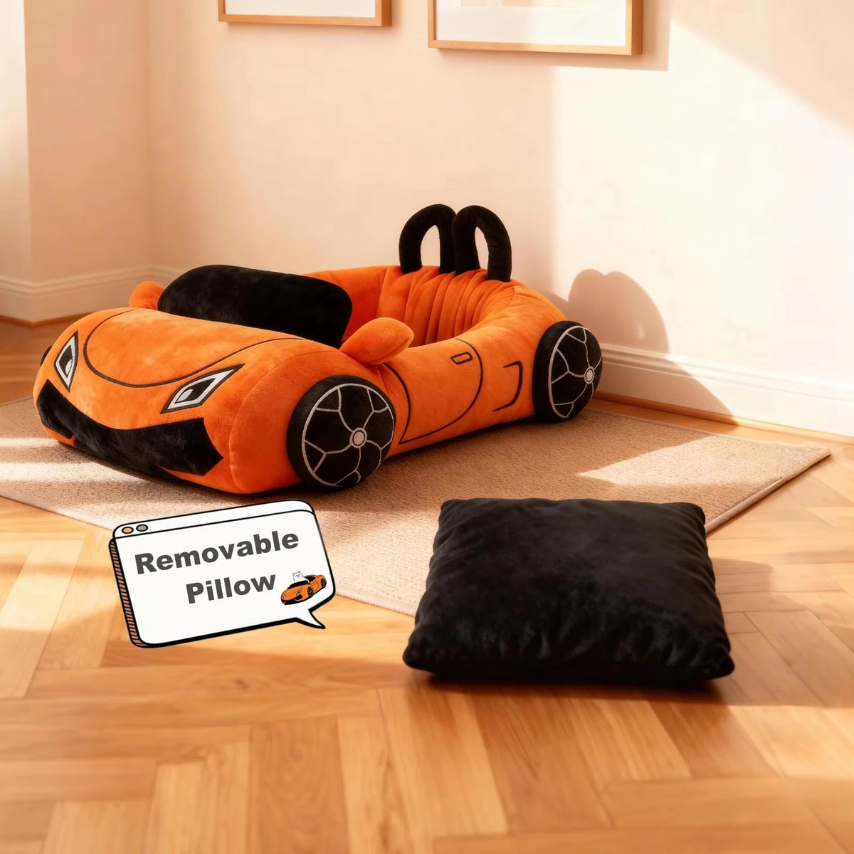 CWV Supercar Style Cat Bed With Soft Coral Fleece Cushion