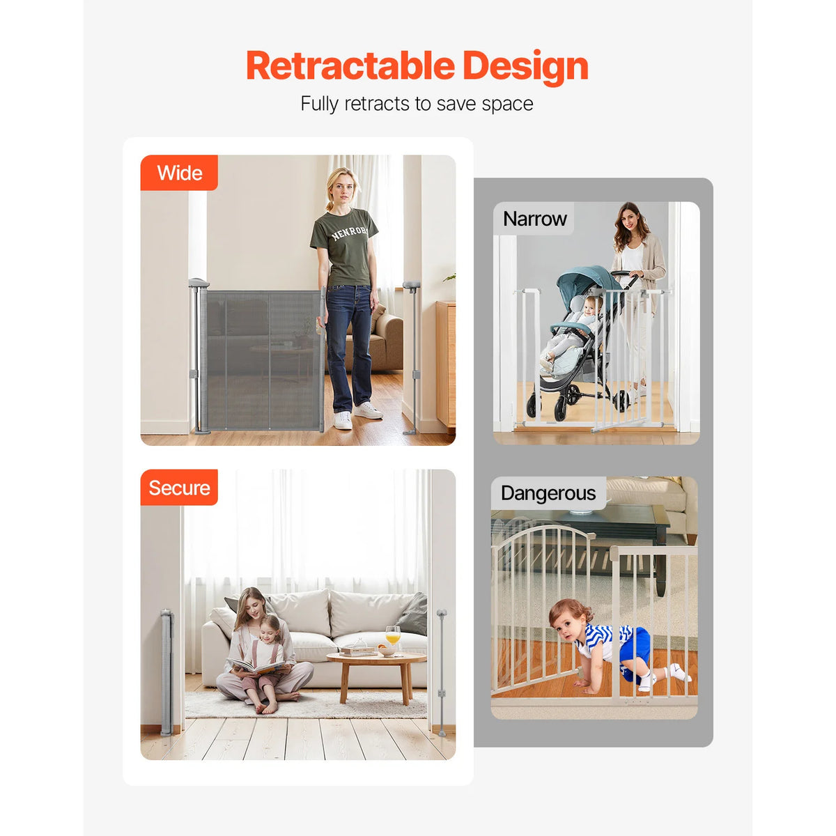 SucceBuy Retractable Baby Gate For Kids And Pets Easy Install