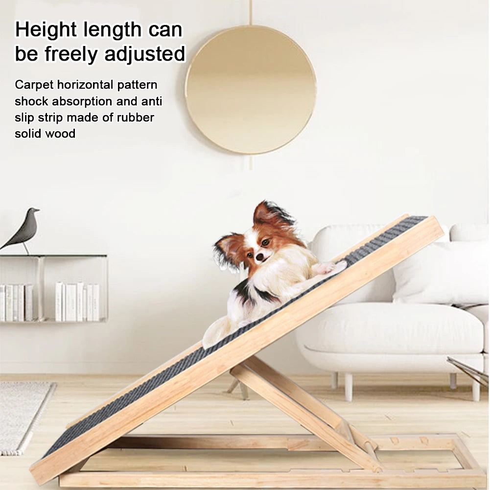 Adjustable Wooden Pet Ramp Portable Folding Ladder For Indoor Pets