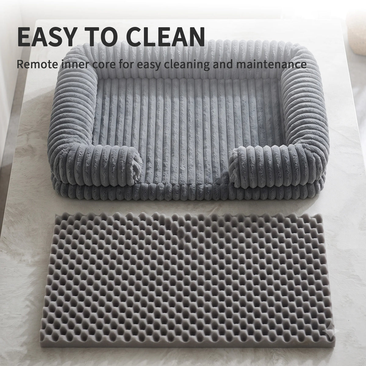Dog Sofa Bed, 41.3" Washable Pet Couch Bed with Removable Cover, 3D Egg Foam Dog Bed, Soft Plush Dog Mattress for Small Medium Large Dogs and Cats