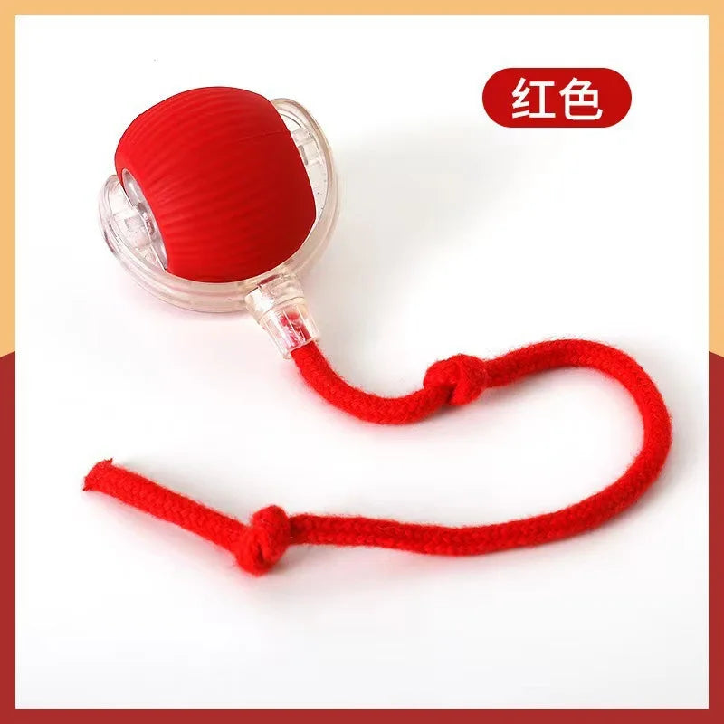 【In Stock】Self Moving Smart Cat Toy Ball 3 Speed Adjustable LED Interactive Play Ball with Durable Rope Tail for Indoor Cats