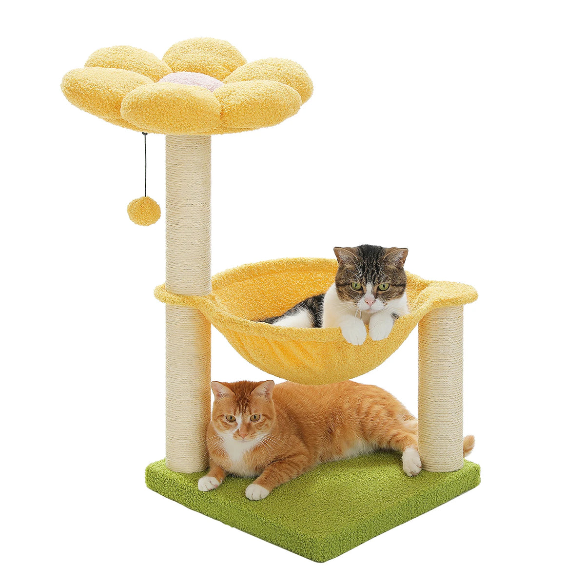 Flower Cat Tree with Sisal Scratching Post Large Hammock Soft Top Perch Small Cat Tower for Indoor Cute Cat Scratcher Kitten Toy