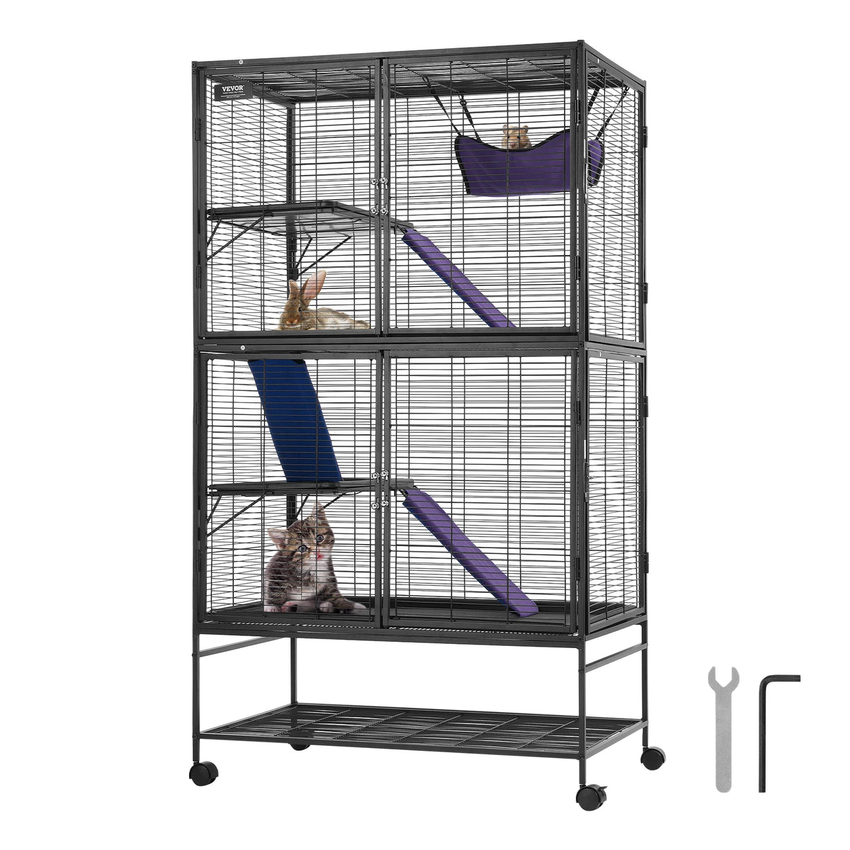 SucceBuy Four Tier Rolling Metal Cage For Small Pets