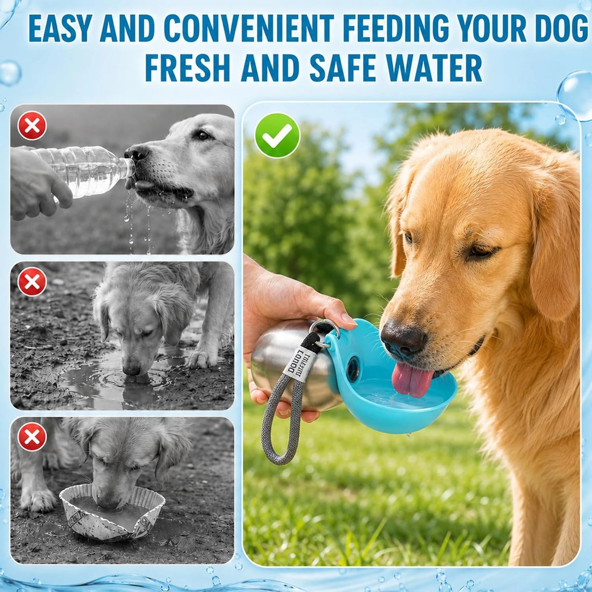 Portable Leak Proof Pet Travel Water Bottle With Foldable Bowl