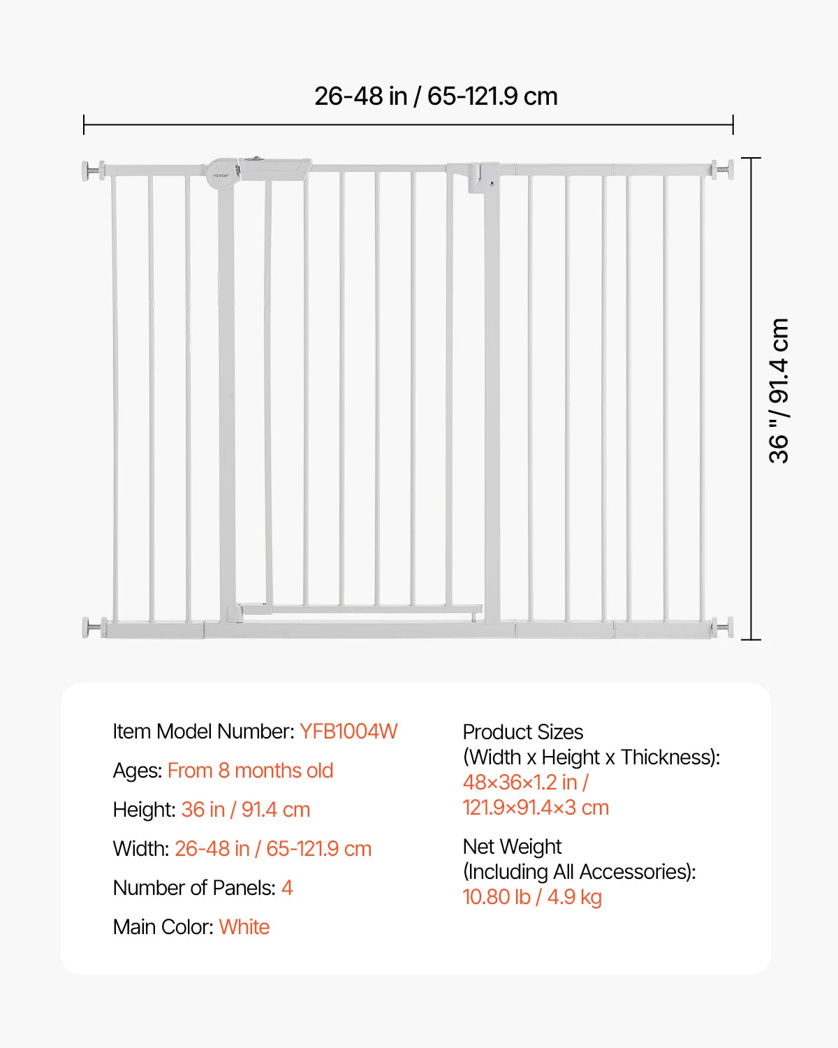 SucceBuy Pressure Mount Safety Gate For Babies And Pets