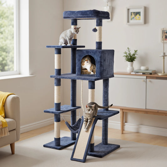 JHK Multi Tier Cat Tree Tower With Natural Sisal Posts
