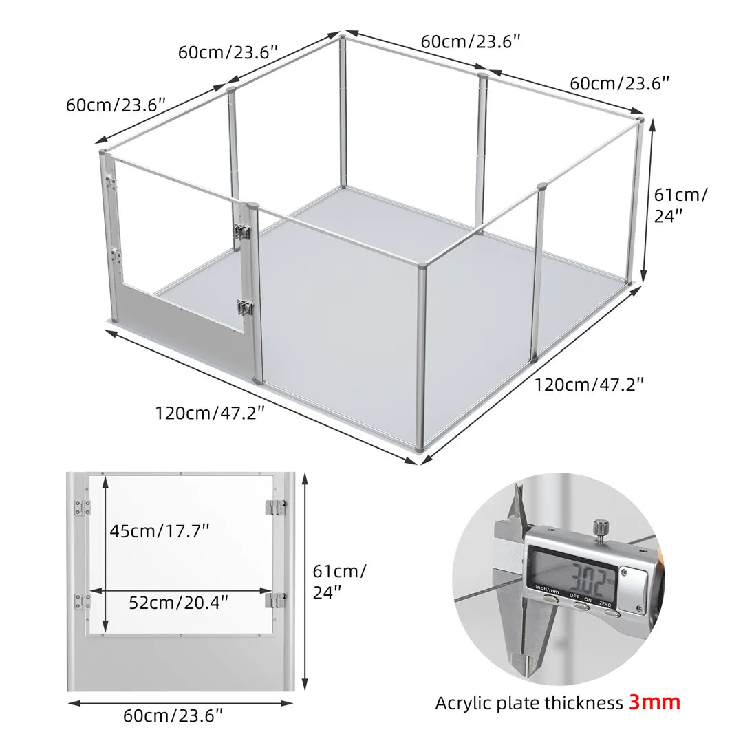 BINGOPAW Clear Acrylic Pet Playpen With Waterproof Pad For Animals