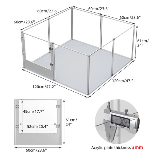 BINGOPAW Clear Acrylic Pet Playpen With Waterproof Pad For Animals