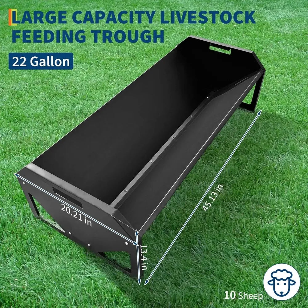 Garvee Heavy Duty 22 Gallon Livestock Feeder Metal Sheep Feeder for Farm Sheds & Pens Large Capacity for Goat Pig Hog Horse Feeds Up to 10 Animals at Once