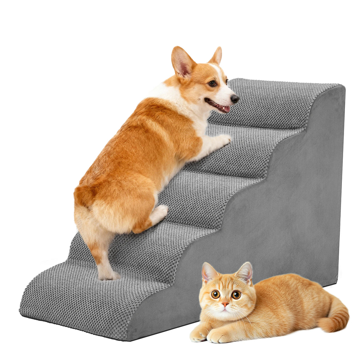 Curved High Density Foam Dog Stair Ramp For Small Pets
