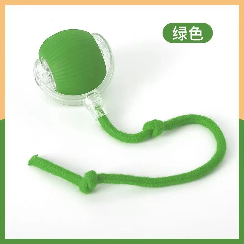【In Stock】Self Moving Smart Cat Toy Ball 3 Speed Adjustable LED Interactive Play Ball with Durable Rope Tail for Indoor Cats