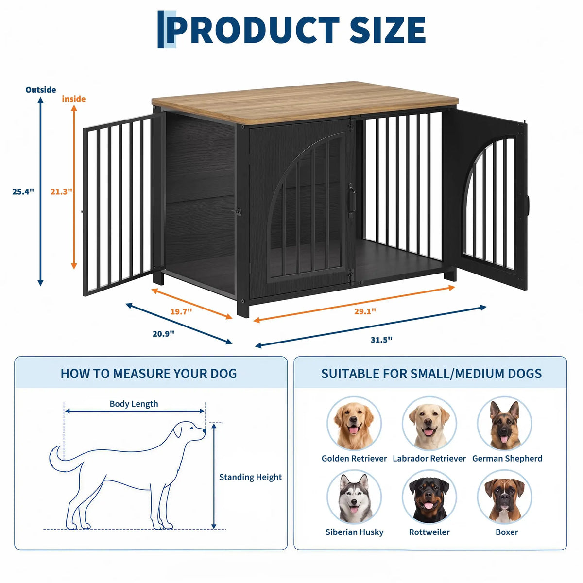 Dog Crate Furniture Indoor Dog Kennel With Lock And Arched Door