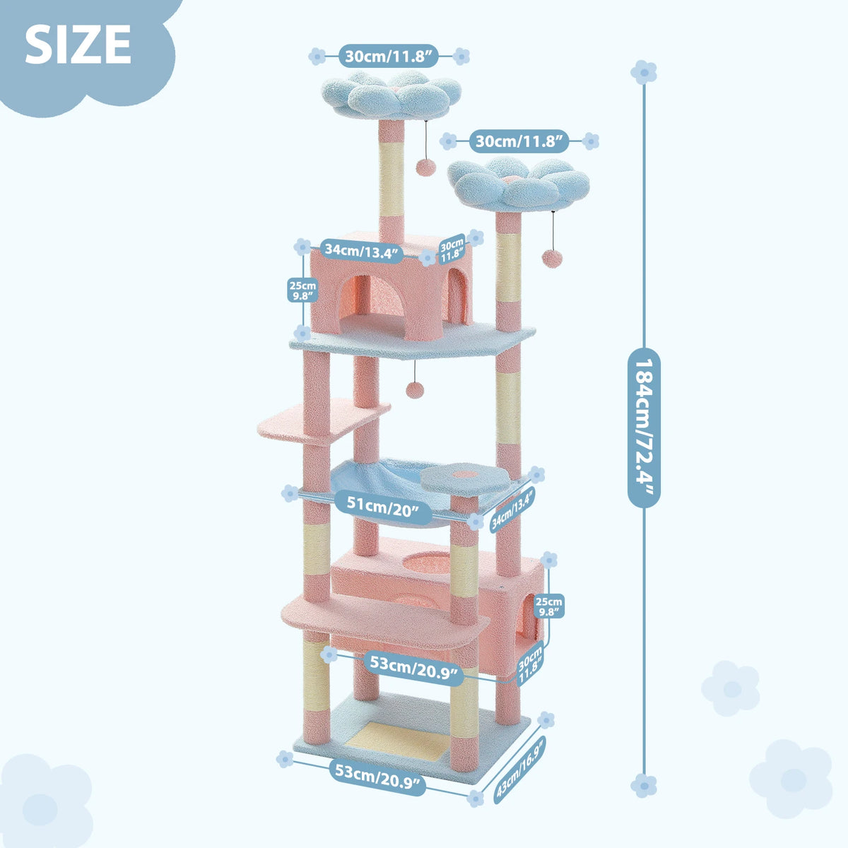 Petepela Cat Tree Tower With Sisal Posts And Hammock