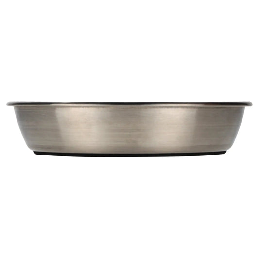 Stainless Steel Cat Food Saucer，Non-slip base helps keep the saucer securely in place during meals.