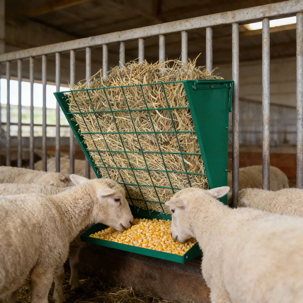 2 In 1 Wall Mounted Livestock Hay And Grain Feeder