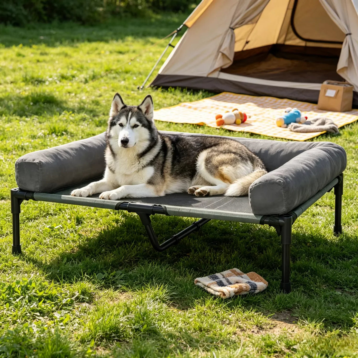 BINGOPAW Elevated Cooling Dog Bed With Breathable Mesh Bolster