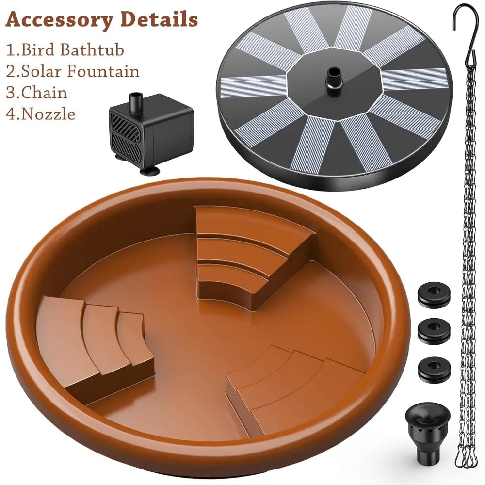 Hanging Solar Bird Bath With Fountain And Feeder For Gardens