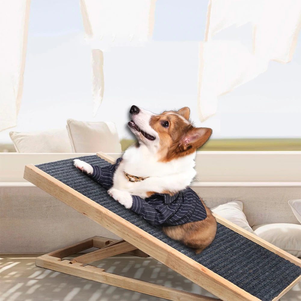 Adjustable Wooden Pet Ramp Portable Folding Ladder For Indoor Pets