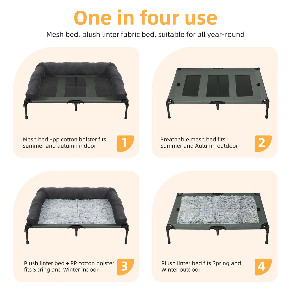BORWART Elevated Cooling Dog Bed With Removable Plush Cover