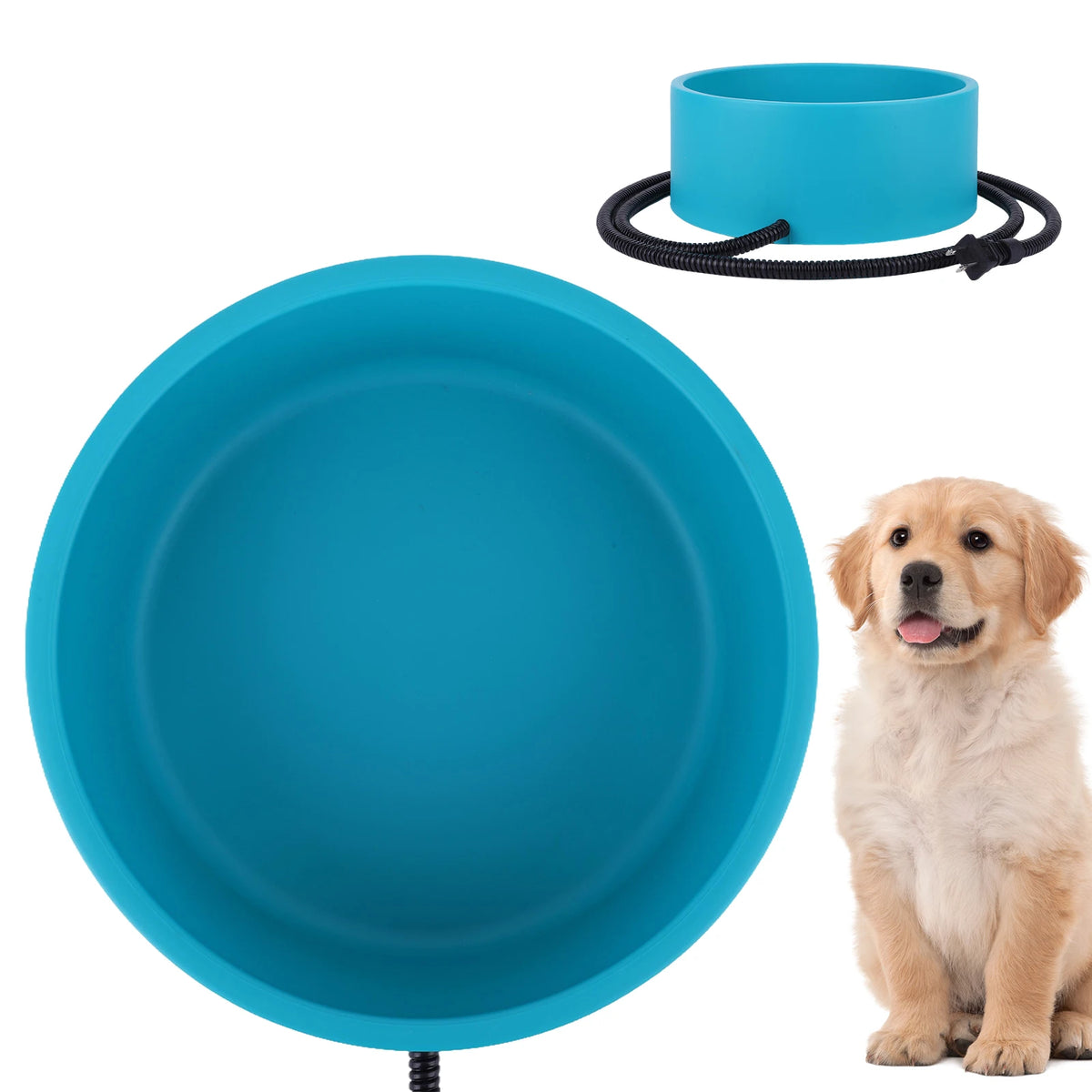 Heated Water Bowl 3.2 L Heated Pet Water Bowl Anti-Freeze Heated Pet Water Dish Provides Drinkable Water in Winter for Dog & Cat