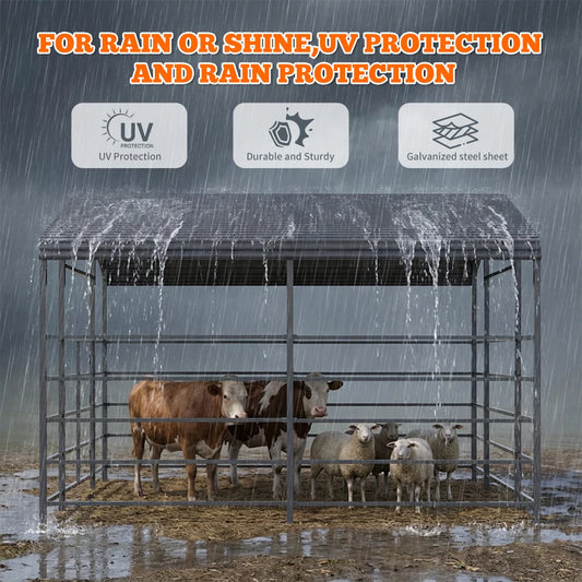 Heavy Duty Galvanized Steel Livestock Shelter Wind Resistant