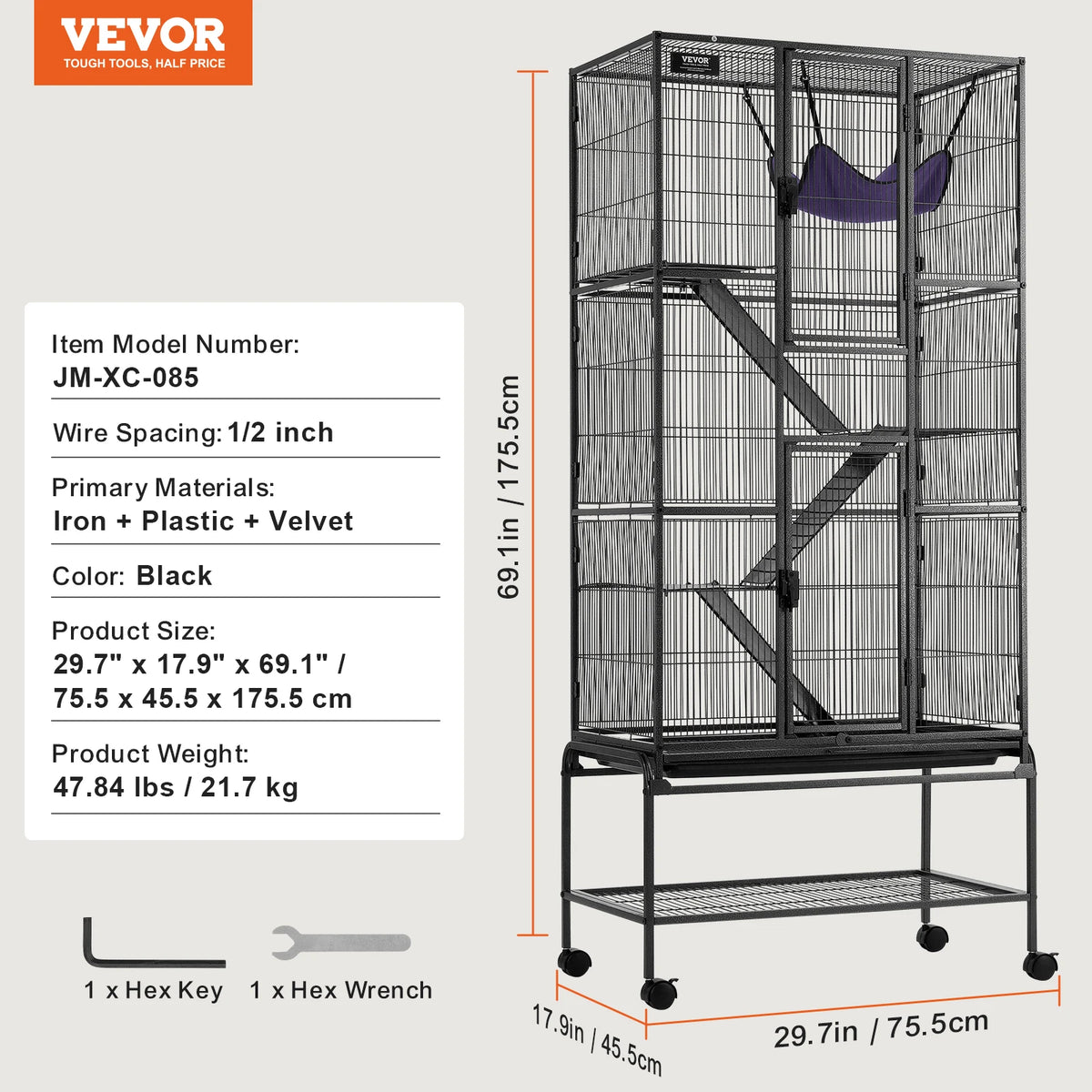 SucceBuy Four Tier Rolling Metal Cage For Small Pets