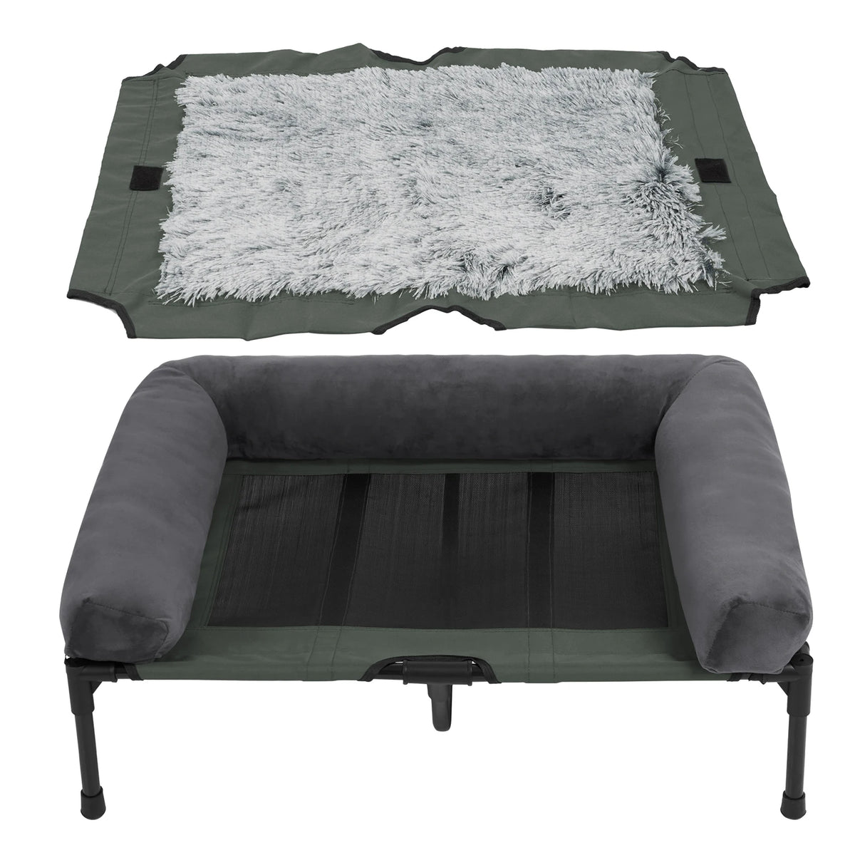 BINGOPAW Elevated Cooling Dog Bed With Breathable Mesh Bolster
