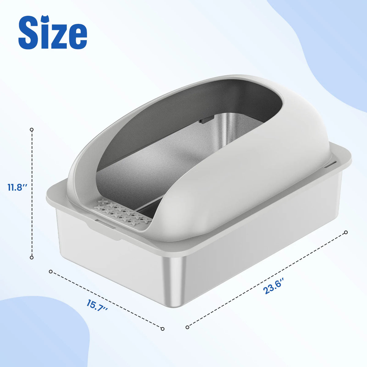 JHK Stainless Steel Cat Litter Box With Lid And Scoop