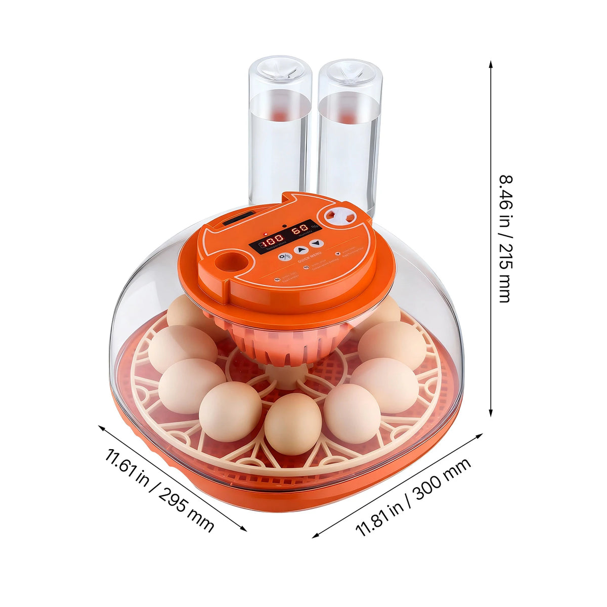 SucceBuy Egg Incubator with LED Candler Temperature Display Auto Humidity Control 360° View Clear Window Poultry Eggs Incubator