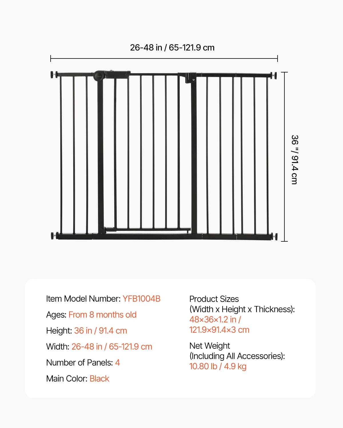 SucceBuy Pressure Mount Safety Gate For Babies And Pets