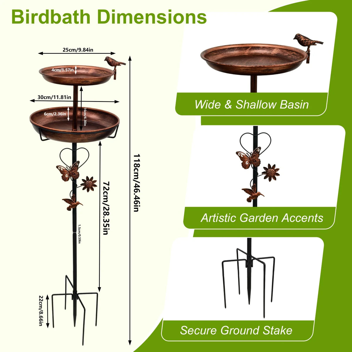 Double Layer Copper Bird Bath Stand For Exterior Garden Decor