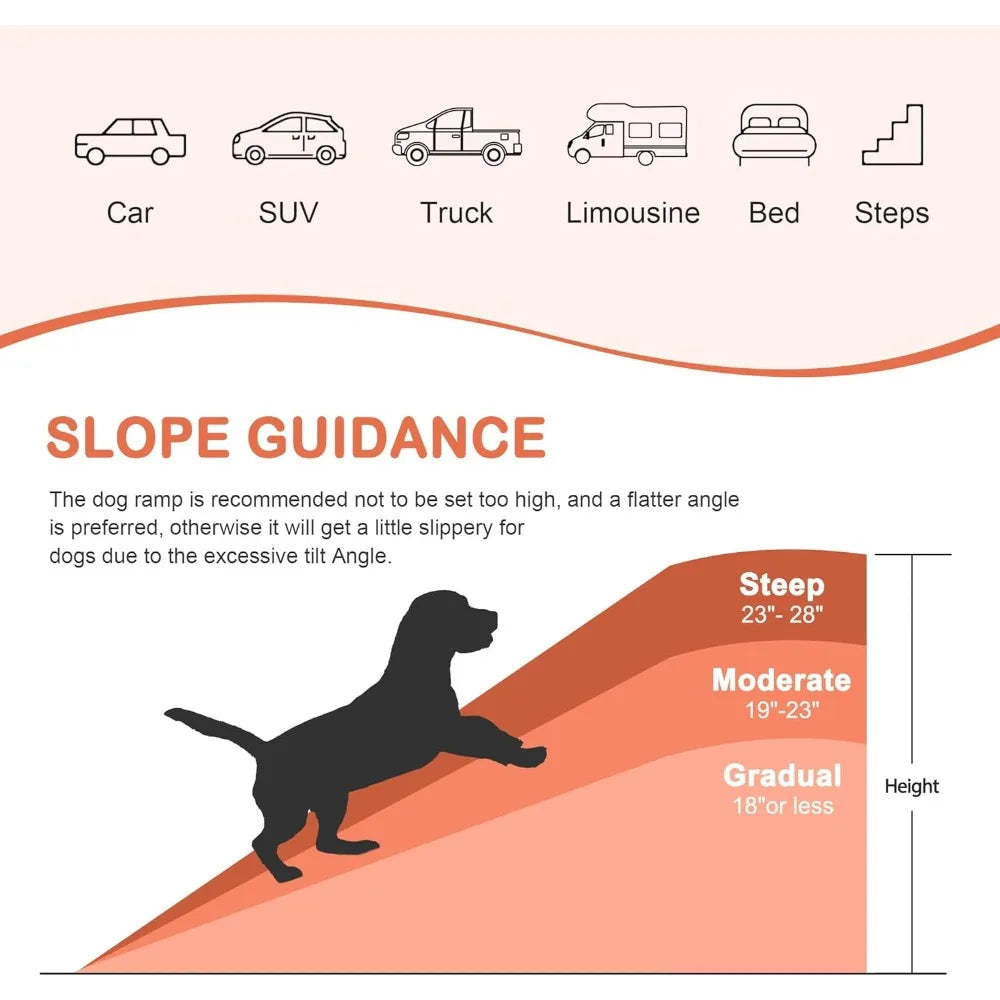 Premium Folding Pet Ramp For Vehicles With Raised Side Rails