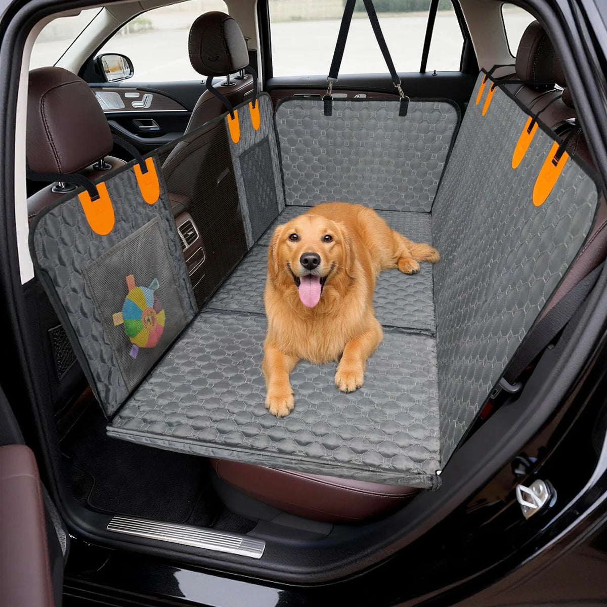 Bingopaw Dog Car Seat Cover Waterproof Hammock Backseat Extender Pockets