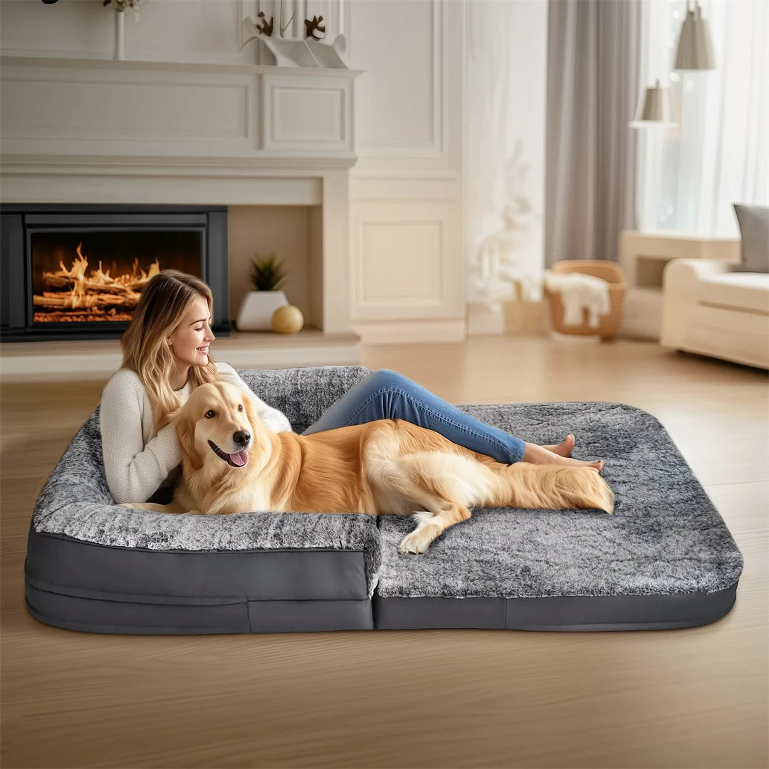 Bingopaw Giant Foldable Calming Orthopedic Plush Dog Bed