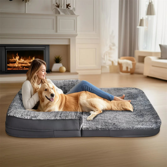 Bingopaw Giant Foldable Calming Orthopedic Plush Dog Bed